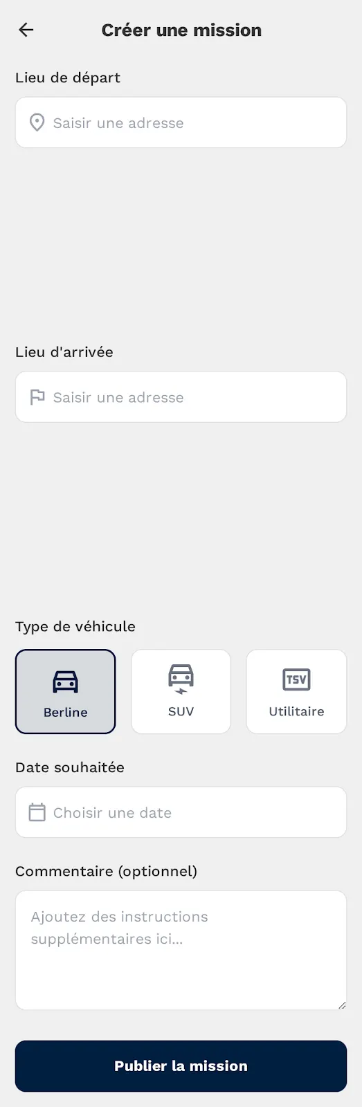 Convoyage auto, écran 1