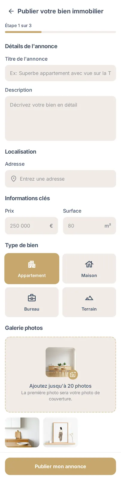 Immobilier, écran 1