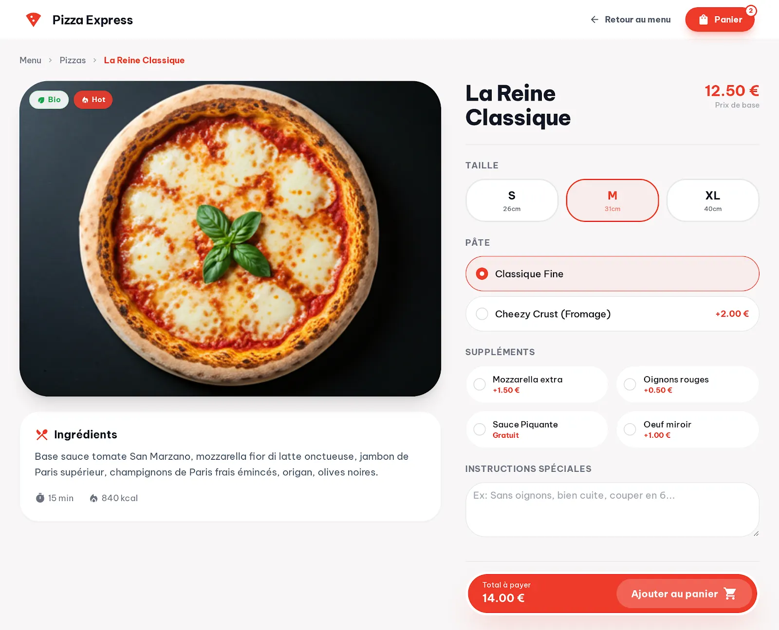 Pizzeria, écran 1