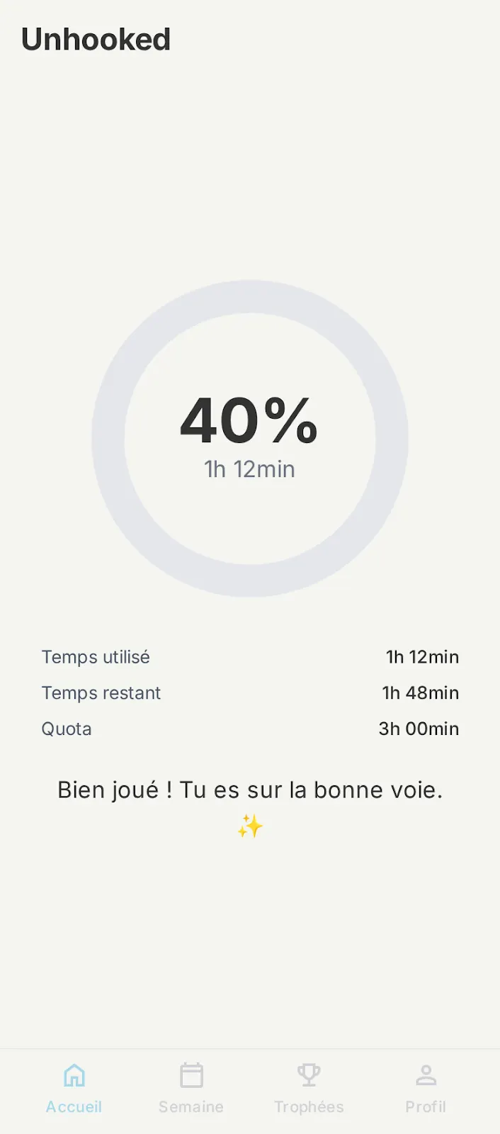 Digital wellbeing, écran 1