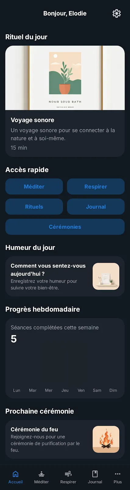 Méditation, écran 2