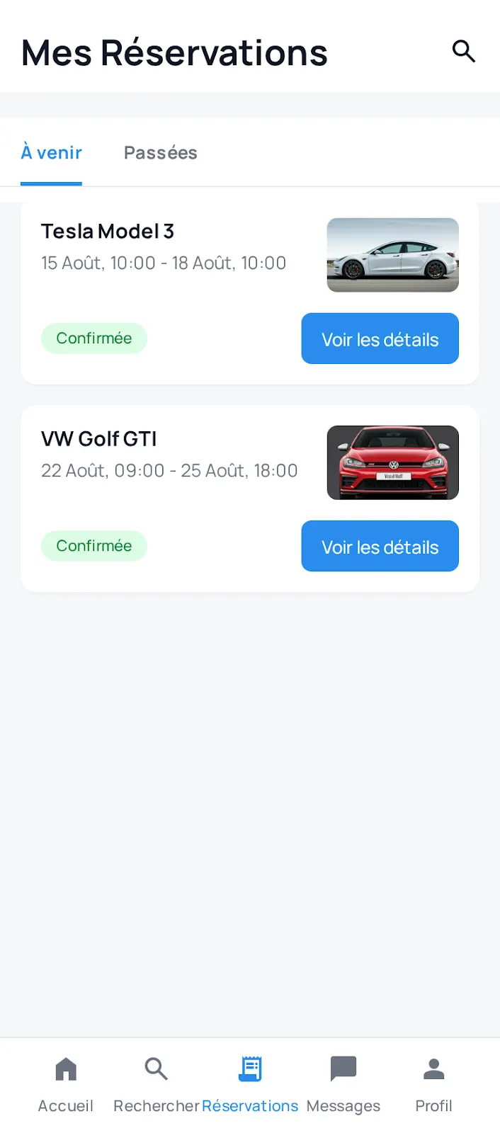 Location auto, écran 1