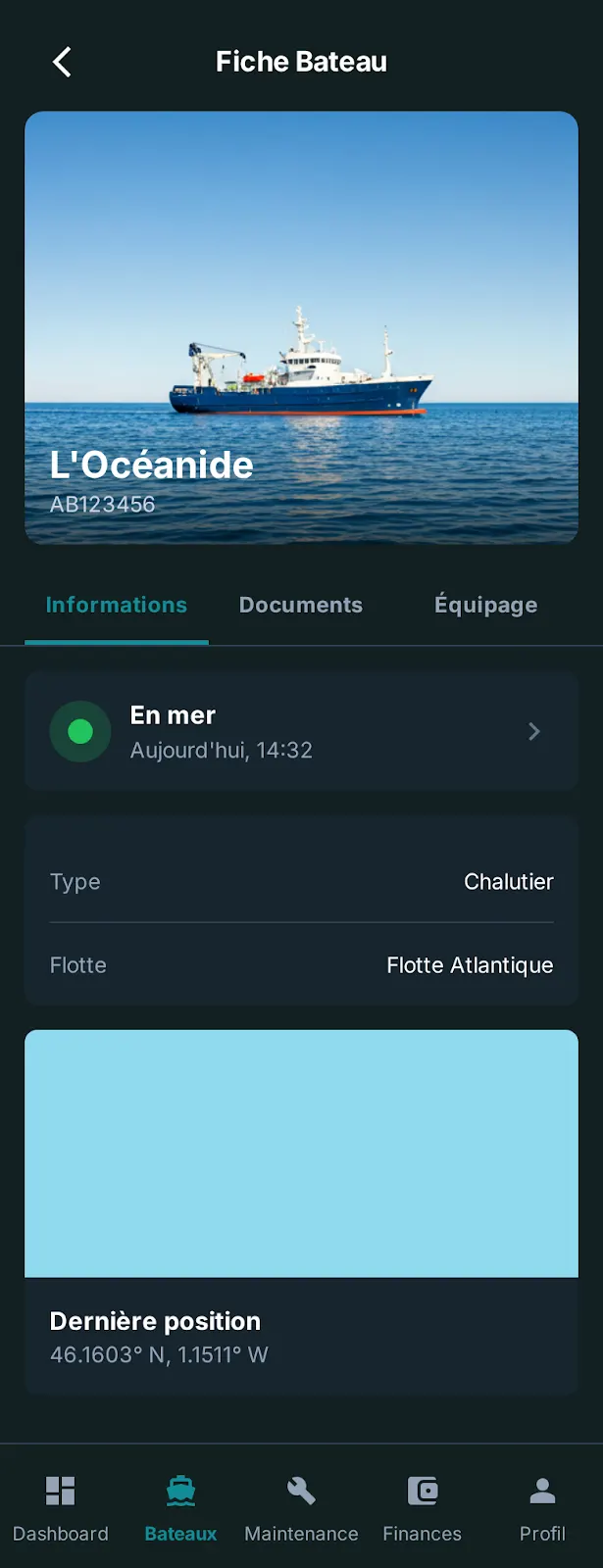 Gestion bateau, écran 3