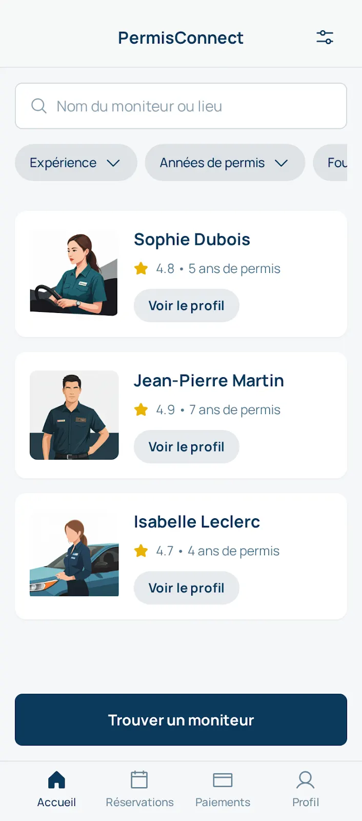 Auto-école, écran 1