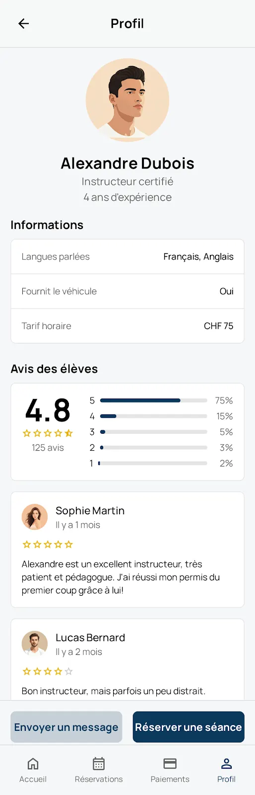 Auto-école, écran 2