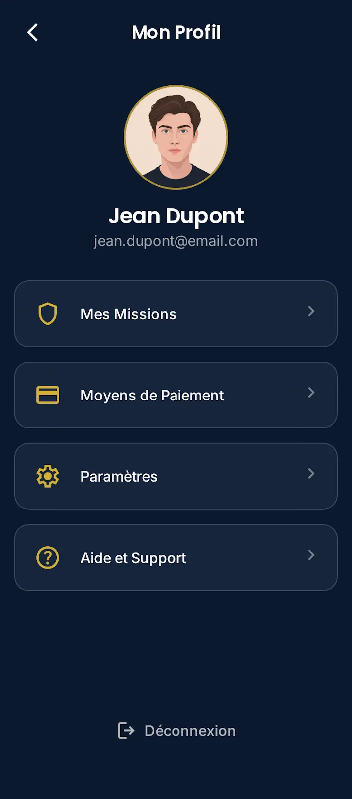 Agent sécurité, écran 1