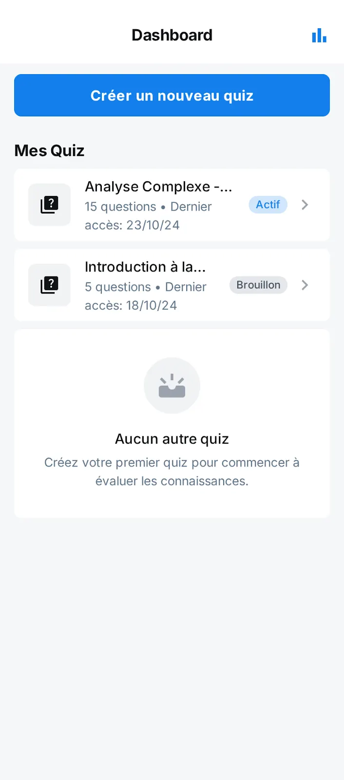 Édition de quiz, écran 2