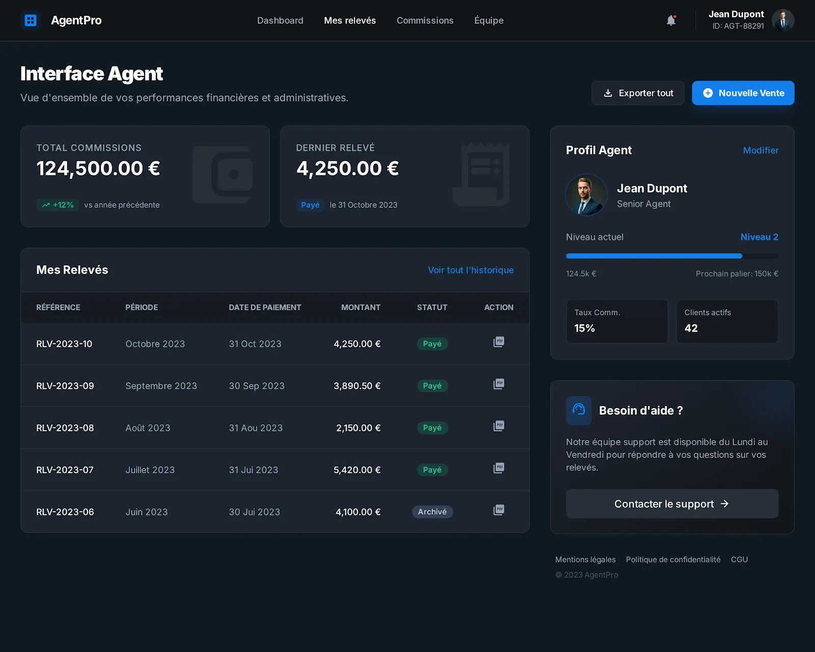 Agents IA legaltech, écran 1