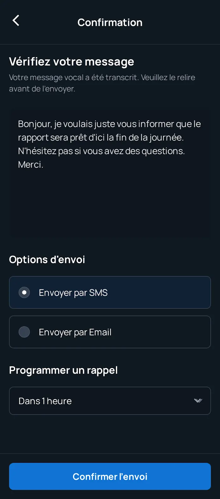 Messagerie vocale, écran 4