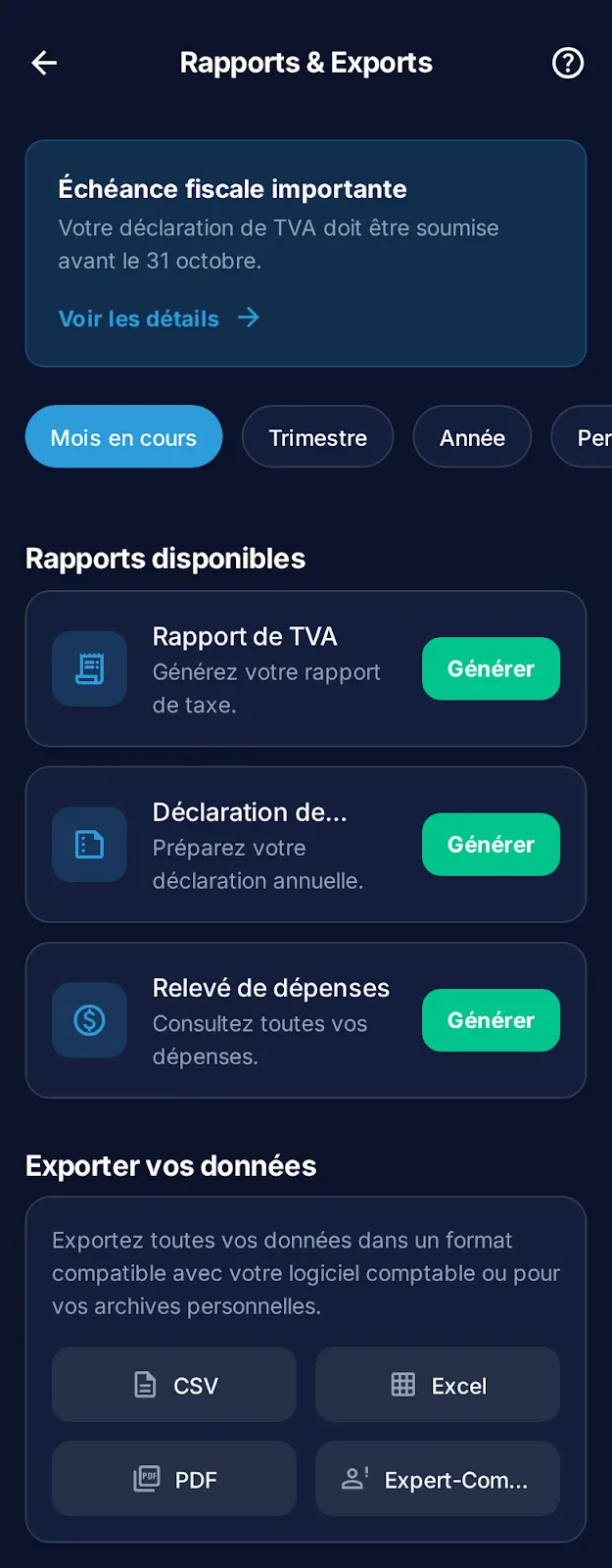 Finance perso, écran 1